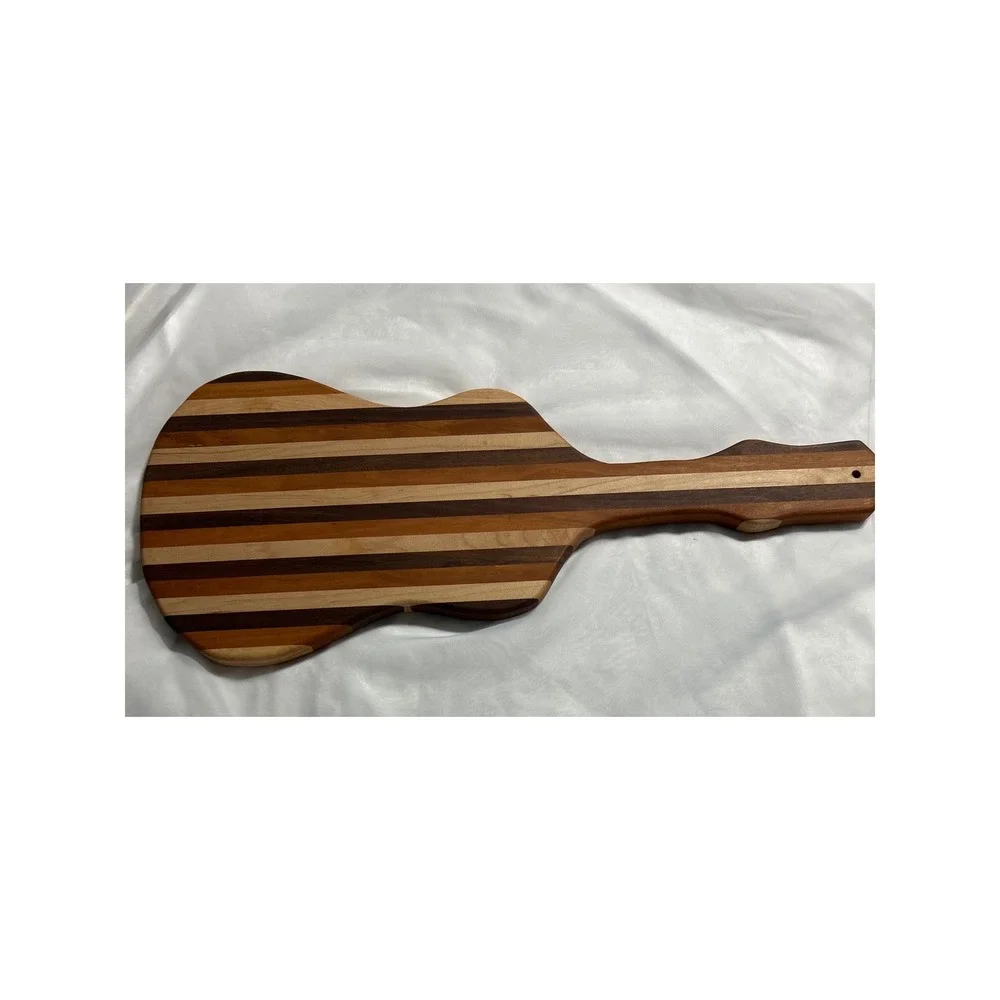 Amish Handcrafted Guitar Charcuterie Cutting Board‎ Made Cherry Walnut Mahogany